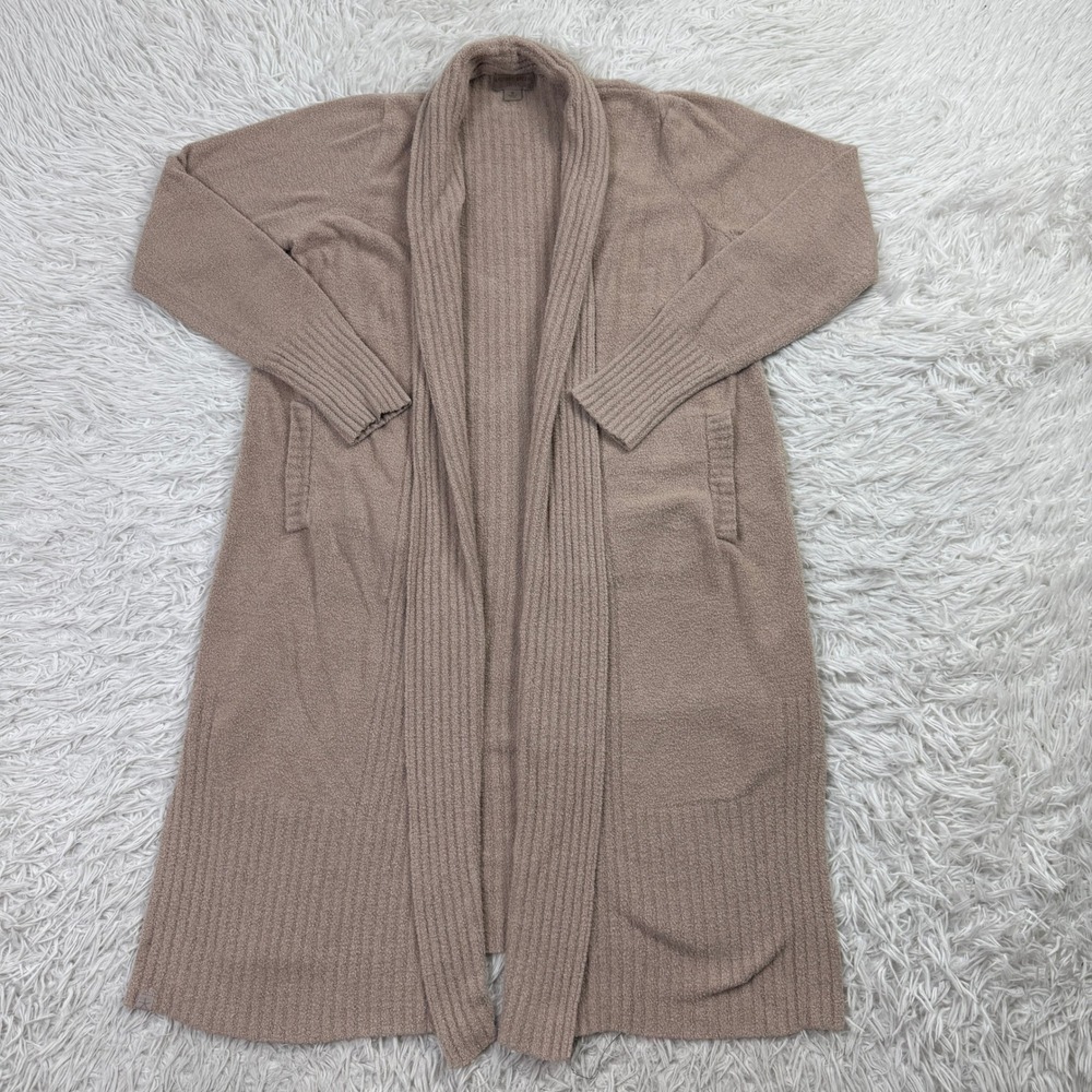 Barefoot Dreams Sweater Womens M Beige CozyChic Lite Long Cardigan Shawl‎ Collar